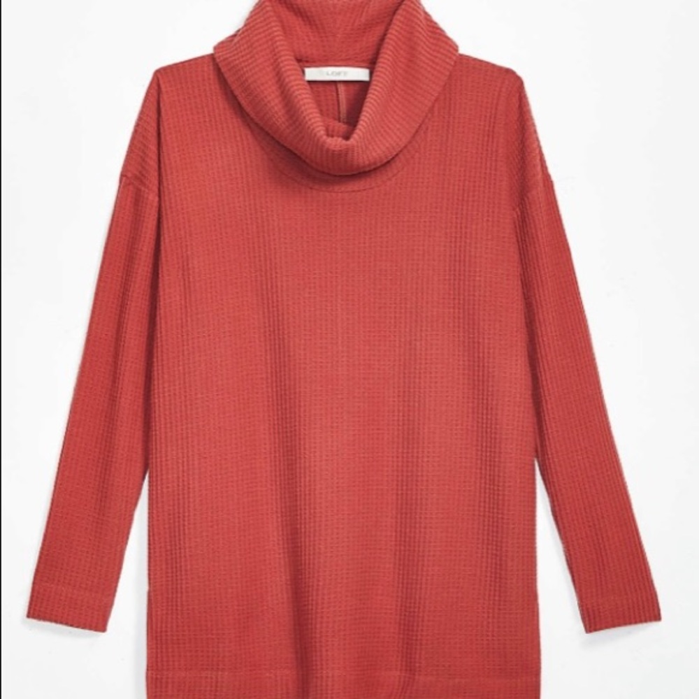 Waffle Cowl Neck Tunic Top